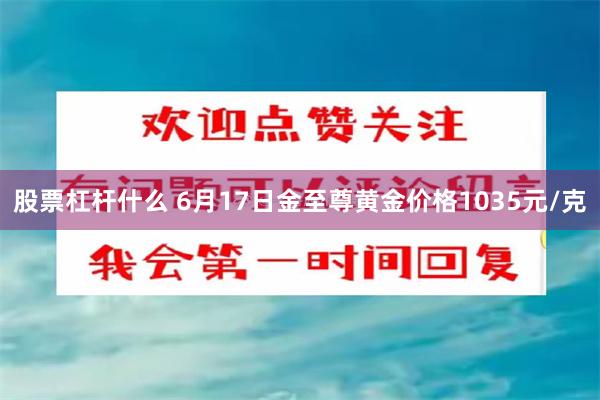 股票杠杆什么 6月17日金至尊黄金价格1035元/克