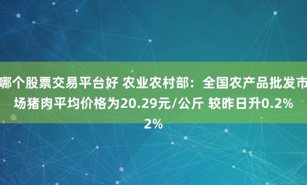 哪个股票交易平台好 农业农村部：全国农产品批发市场猪肉平均价格为20.29元/公斤 较昨日升0.2%