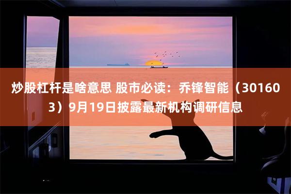 炒股杠杆是啥意思 股市必读：乔锋智能（301603）9月19日披露最新机构调研信息
