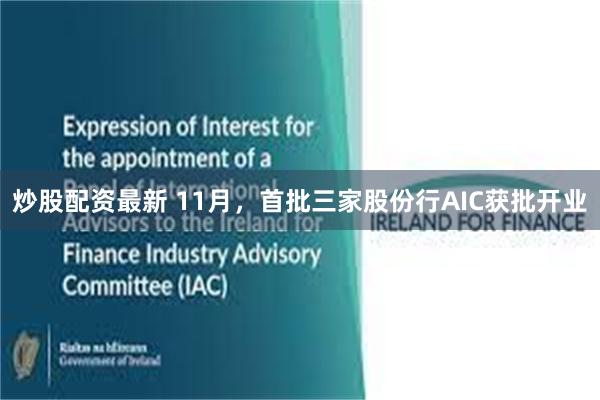 炒股配资最新 11月,首批三家股份行AIC获批开业