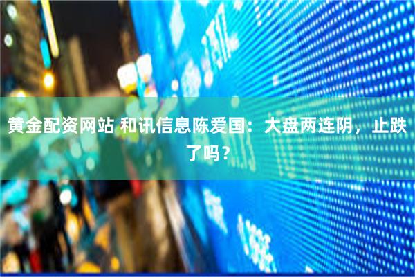 黄金配资网站 和讯信息陈爱国：大盘两连阴，止跌了吗？